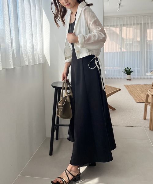 one after another NICE CLAUP（ワンアフターアナザーナイスクラップ）の「サイドリボンシアージャケット（テーラードジャケット・レディース・ベージュ/グレー/アイボリー・FREE）」の4枚目の写真