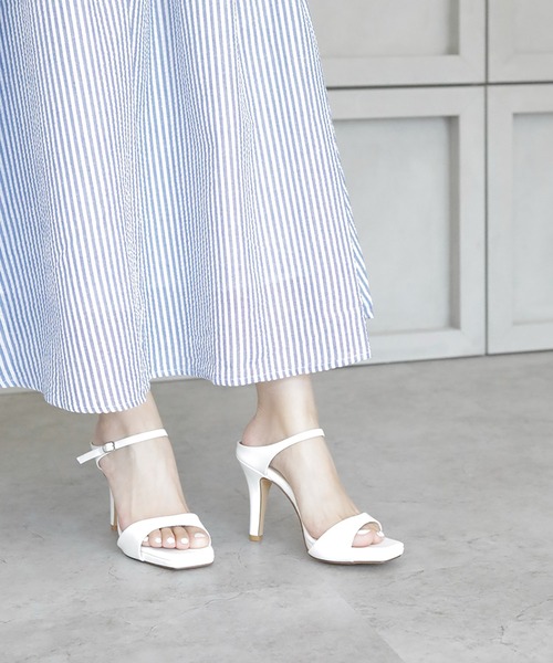 chocolates（チョコラテス）の「スクエアトゥ ハイヒールミュール【日本製】（サンダル・レディース・シルバー/ブラック/ホワイト・S/M/L/LL）」の15枚目の写真