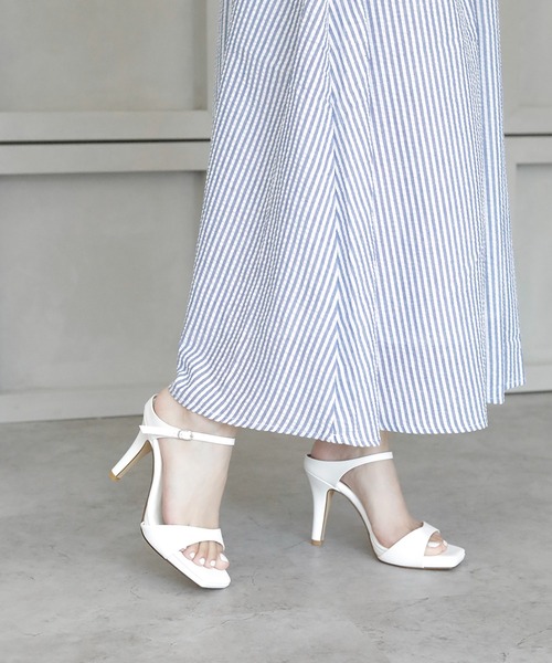 chocolates（チョコラテス）の「スクエアトゥ ハイヒールミュール【日本製】（サンダル・レディース・シルバー/ブラック/ホワイト・S/M/L/LL）」の16枚目の写真