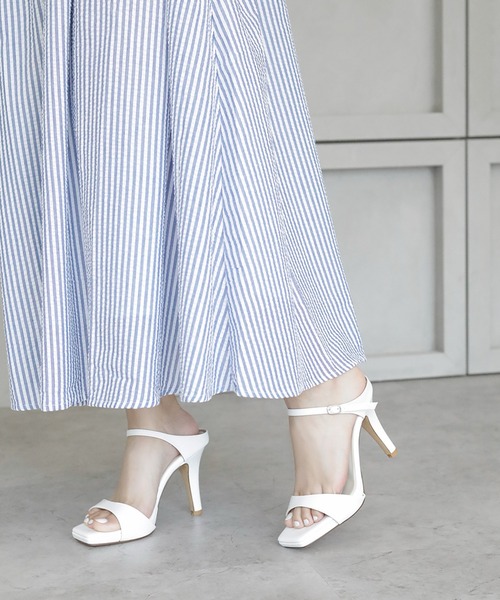 chocolates（チョコラテス）の「スクエアトゥ ハイヒールミュール【日本製】（サンダル・レディース・シルバー/ブラック/ホワイト・S/M/L/LL）」の17枚目の写真