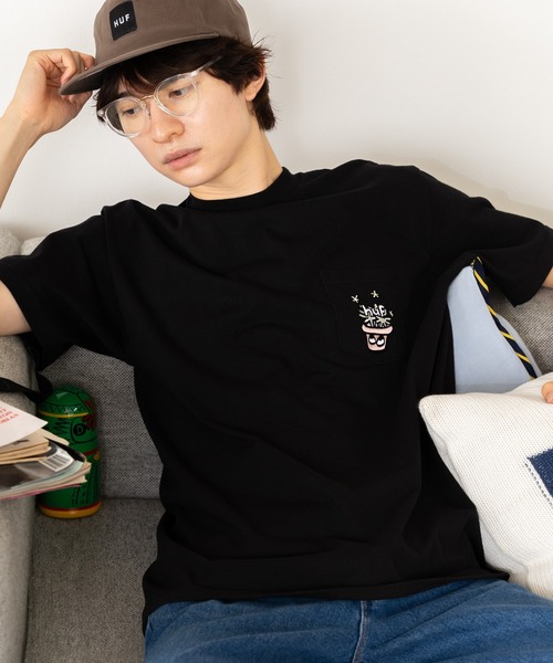 HUF ハフ 半袖 スウェットシャツ ブラック XXL HUF シャツ ハフ 半袖 スウェット ハーフジップ メンズ