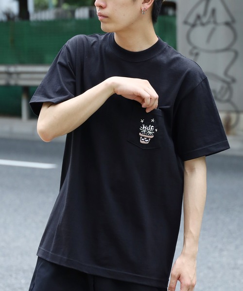 HUF ハフ 半袖 スウェットシャツ ブラック XXL HUF シャツ ハフ 半袖 スウェット ハーフジップ メンズ