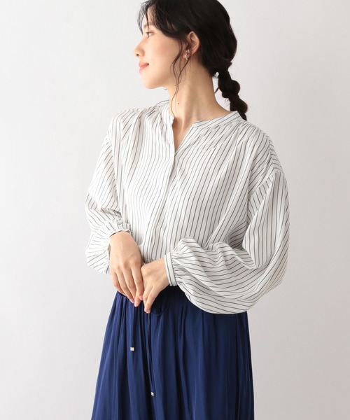 GLOBAL WORK（グローバルワーク）の「さらさらリラックスプリントブラウス/906639（シャツ/ブラウス・レディース・ホワイト系その他/ストライプ/ドット/チェック/ホワイト系その他2/ホワイト系その他3・SMALL/MEDIUM/LARGE）」の22枚目の写真