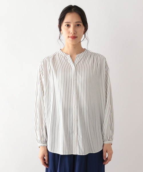GLOBAL WORK（グローバルワーク）の「さらさらリラックスプリントブラウス/906639（シャツ/ブラウス・レディース・ホワイト系その他/ストライプ/ドット/チェック/ホワイト系その他2/ホワイト系その他3・SMALL/MEDIUM/LARGE）」の11枚目の写真