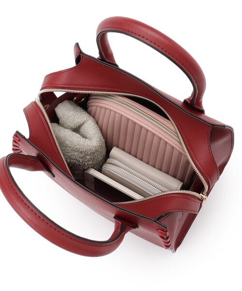 SHOO・LA・RUE（シューラルー）の「◆【2WAY】かがりポイントミニトート（ハンドバッグ・レディース・ベージュ系4/ブラック/ワインレッド・00）」の12枚目の写真