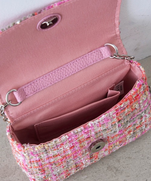 EFOLE（エフォル）の「ツイード チェーン ミニ ショルダー バッグ オケージョン/結婚式（ショルダーバッグ・レディース・ピンク/ブラック・FREE）」の7枚目の写真