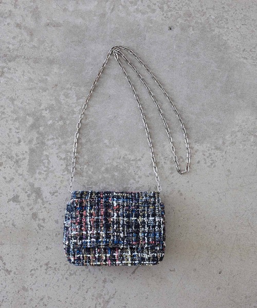 EFOLE（エフォル）の「ツイード チェーン ミニ ショルダー バッグ オケージョン/結婚式（ショルダーバッグ・レディース・ピンク/ブラック・FREE）」の10枚目の写真