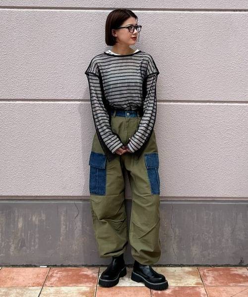 RODEO CROWNS WIDE BOWL（ロデオクラウンズワイドボウル）の「リミックスカーゴパンツ（カーゴパンツ・レディース・カーキ/ブラック・SMALL/MEDIUM）」の7枚目の写真