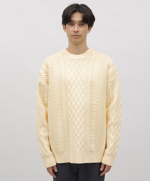 LAKOLE（ラコレ）の「PEアソートケーブルプルオーバー / 907215（ニット/セーター・メンズ・ブルー/チャコールグレー/イエロー/アイボリー・LARGE/MEDIUM/X-LARGE）」の9枚目の写真