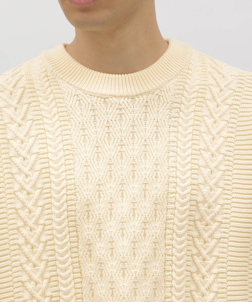 LAKOLE（ラコレ）の「PEアソートケーブルプルオーバー / 907215（ニット/セーター・メンズ・ブルー/チャコールグレー/イエロー/アイボリー・LARGE/MEDIUM/X-LARGE）」の12枚目の写真