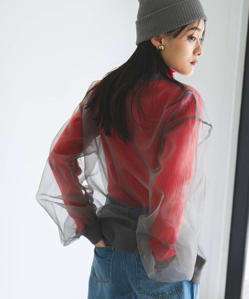 bohmal(ボマール)の「チュールオーバーサイズプルオーバートップス(Tシャツ/カットソー・レディース・ブラック/グレー/オフホワイト・FREE)」の5枚目の写真