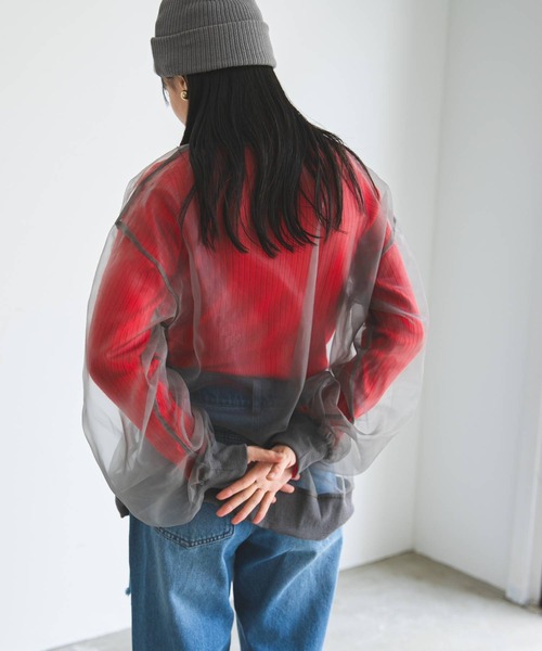 bohmal(ボマール)の「チュールオーバーサイズプルオーバートップス(Tシャツ/カットソー・レディース・ブラック/グレー/オフホワイト・FREE)」の6枚目の写真