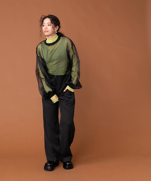 bohmal(ボマール)の「チュールオーバーサイズプルオーバートップス(Tシャツ/カットソー・レディース・ブラック/グレー/オフホワイト・FREE)」の20枚目の写真