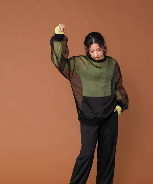 bohmal(ボマール)の「チュールオーバーサイズプルオーバートップス(Tシャツ/カットソー・レディース・ブラック/グレー/オフホワイト・FREE)」の21枚目の写真