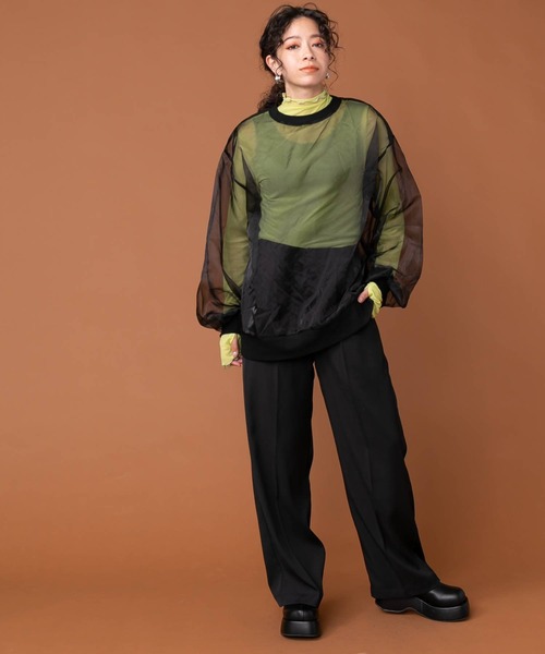 bohmal(ボマール)の「チュールオーバーサイズプルオーバートップス(Tシャツ/カットソー・レディース・ブラック/グレー/オフホワイト・FREE)」の22枚目の写真