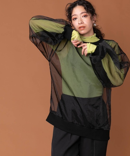 bohmal(ボマール)の「チュールオーバーサイズプルオーバートップス(Tシャツ/カットソー・レディース・ブラック/グレー/オフホワイト・FREE)」の16枚目の写真