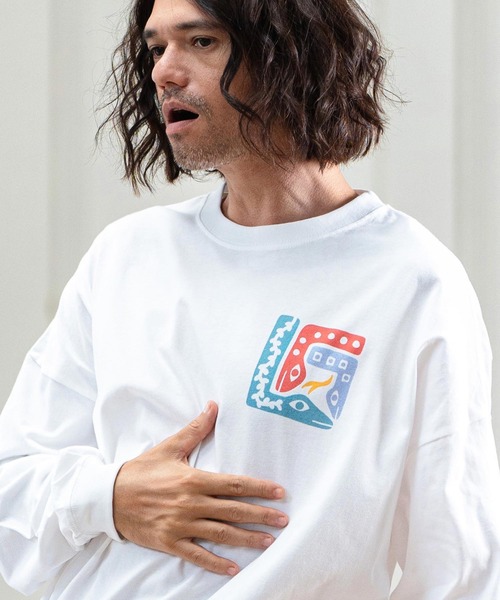 CAMBIO(カンビオ)の「mlt4476- ビッグシルエットロンT(Three Snakes)(Tシャツ/カットソー・メンズ・パープル/グリーン/ホワイト・XL/S/M/L)」の1枚目の写真