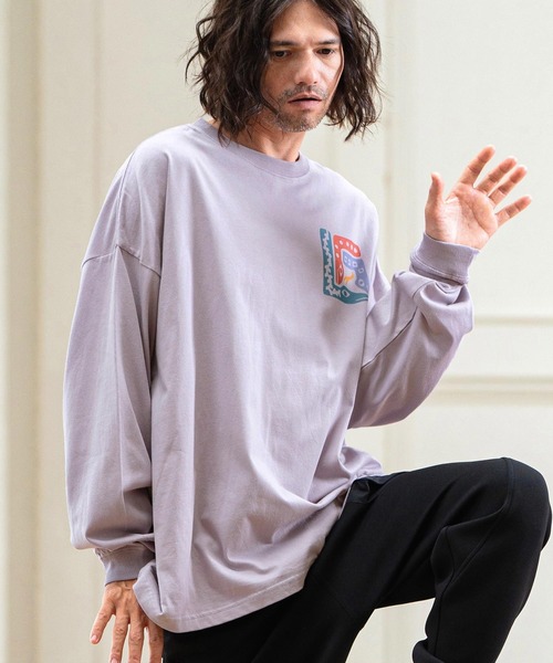 CAMBIO(カンビオ)の「mlt4476- ビッグシルエットロンT(Three Snakes)(Tシャツ/カットソー・メンズ・パープル/グリーン/ホワイト・XL/S/M/L)」の8枚目の写真