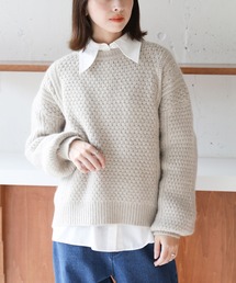 【SETUP7】クルーネックハニカムニット KNF037 ※