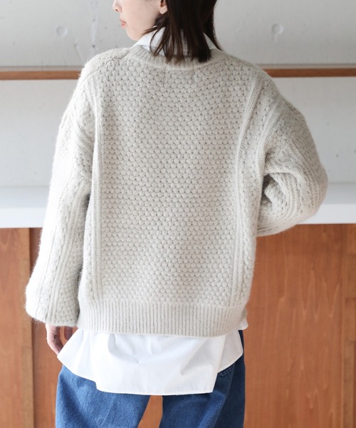 SETUP7(セットアップセブン)の「【SETUP7】クルーネックハニカムニット KNF037 ※(ニット/セーター・レディース・チャコールグレー/グレー/ベージュ・FREE)」の21枚目の写真