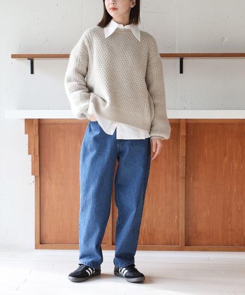 SETUP7(セットアップセブン)の「【SETUP7】クルーネックハニカムニット KNF037 ※(ニット/セーター・レディース・チャコールグレー/グレー/ベージュ・FREE)」の22枚目の写真