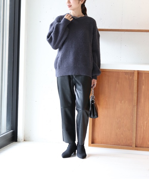 SETUP7(セットアップセブン)の「【SETUP7】クルーネックハニカムニット KNF037 ※(ニット/セーター・レディース・チャコールグレー/グレー/ベージュ・FREE)」の7枚目の写真