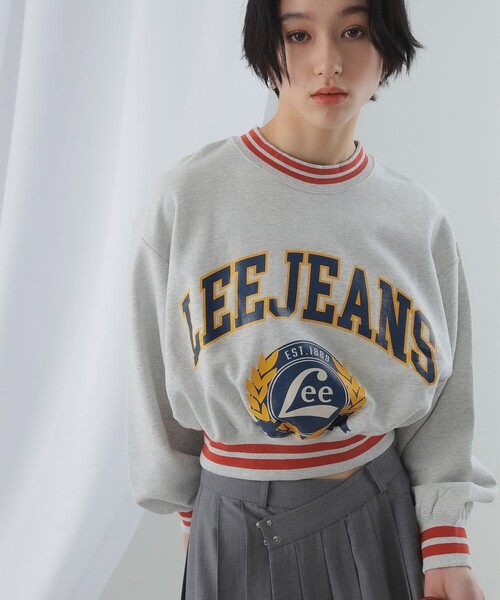 Ray BEAMS（レイビームス）の「Lee / SHORT PULLOVER SWEAT（スウェット・レディース・グレー/ネイビー・MEDIUM）」の13枚目の写真