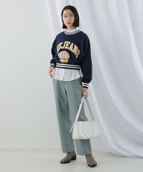 Ray BEAMS（レイビームス）の「Lee / SHORT PULLOVER SWEAT（スウェット・レディース・グレー/ネイビー・MEDIUM）」の14枚目の写真