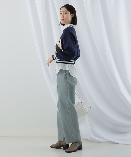 Ray BEAMS（レイビームス）の「Lee / SHORT PULLOVER SWEAT（スウェット・レディース・グレー/ネイビー・MEDIUM）」の16枚目の写真