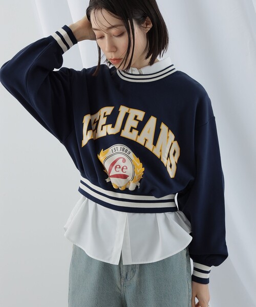 Ray BEAMS（レイビームス）の「Lee / SHORT PULLOVER SWEAT（スウェット・レディース・グレー/ネイビー・MEDIUM）」の19枚目の写真