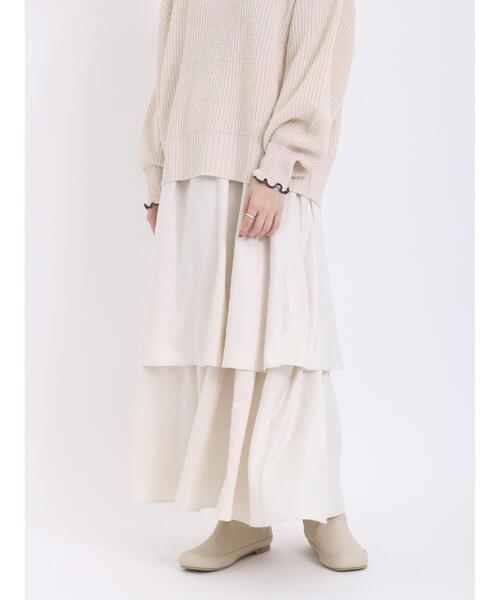 Samansa Mos2（サマンサ モスモス）の「ベロアライクティアードスカート（スカート・レディース・キナリ/キャメル/チャコールグレー/ベージュ・F）」の13枚目の写真