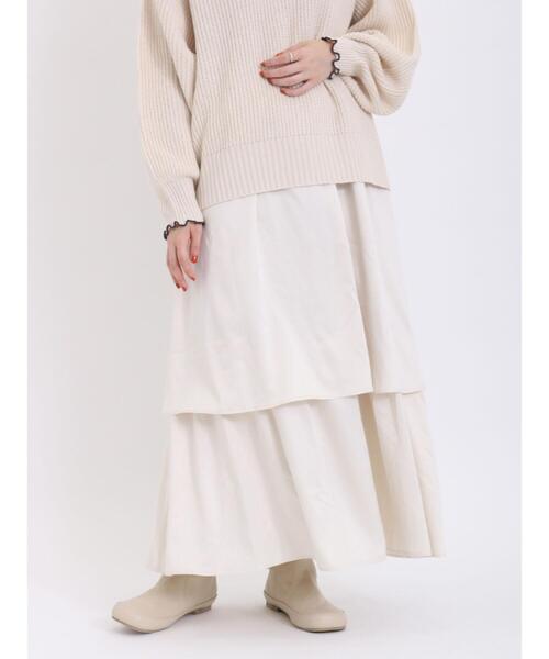 Samansa Mos2（サマンサ モスモス）の「ベロアライクティアードスカート（スカート・レディース・キナリ/キャメル/チャコールグレー/ベージュ・F）」の14枚目の写真