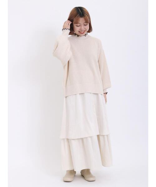 Samansa Mos2（サマンサ モスモス）の「ベロアライクティアードスカート（スカート・レディース・キナリ/キャメル/チャコールグレー/ベージュ・F）」の15枚目の写真