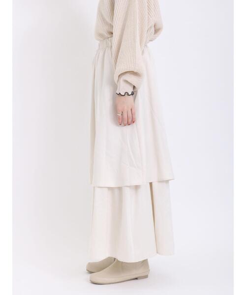 Samansa Mos2（サマンサ モスモス）の「ベロアライクティアードスカート（スカート・レディース・キナリ/キャメル/チャコールグレー/ベージュ・F）」の18枚目の写真