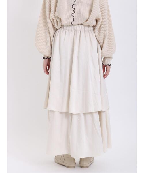 Samansa Mos2（サマンサ モスモス）の「ベロアライクティアードスカート（スカート・レディース・キナリ/キャメル/チャコールグレー/ベージュ・F）」の19枚目の写真