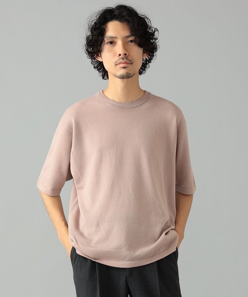 MACALASTAIR(マカラスター)の「Macalastair × BEAMS F / 別注 ヘリンボーン リブ クルーネック ニット(Tシャツ/カットソー・メンズ・ピンク/オレンジ/ミント/ネイビー・36/38/40)」の4枚目の写真