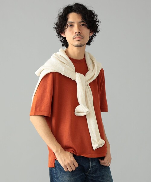 MACALASTAIR(マカラスター)の「Macalastair × BEAMS F / 別注 ヘリンボーン リブ クルーネック ニット(Tシャツ/カットソー・メンズ・ピンク/オレンジ/ミント/ネイビー・36/38/40)」の1枚目の写真
