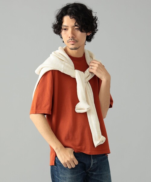 MACALASTAIR(マカラスター)の「Macalastair × BEAMS F / 別注 ヘリンボーン リブ クルーネック ニット(Tシャツ/カットソー・メンズ・ピンク/オレンジ/ミント/ネイビー・36/38/40)」の5枚目の写真