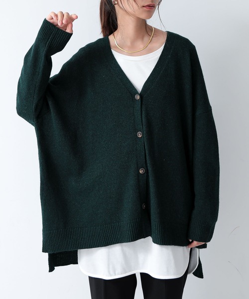 and it_（アンドイット）の「ウールミックスニットワイドカーディガン（カーディガン/ボレロ・レディース・アイボリー/ブラック/ダークグリーン・M-L）」の3枚目の写真