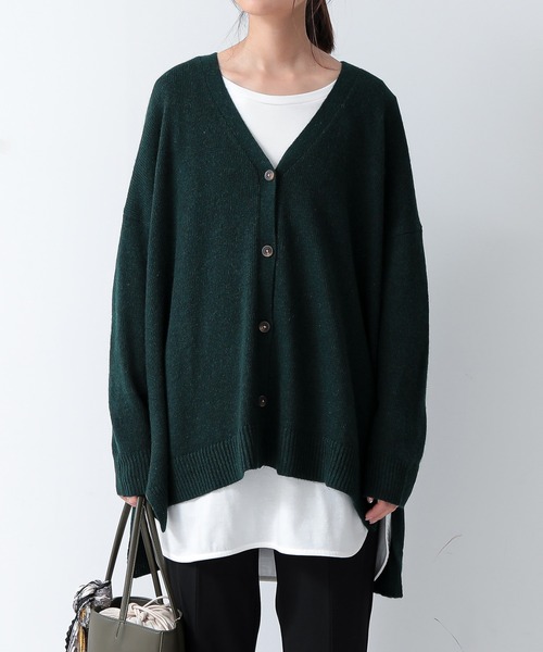 and it_（アンドイット）の「ウールミックスニットワイドカーディガン（カーディガン/ボレロ・レディース・アイボリー/ブラック/ダークグリーン・M-L）」の4枚目の写真