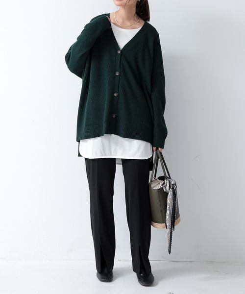 and it_（アンドイット）の「ウールミックスニットワイドカーディガン（カーディガン/ボレロ・レディース・アイボリー/ブラック/ダークグリーン・M-L）」の5枚目の写真