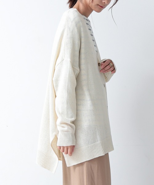 and it_（アンドイット）の「ウールミックスニットワイドカーディガン（カーディガン/ボレロ・レディース・アイボリー/ブラック/ダークグリーン・M-L）」の8枚目の写真