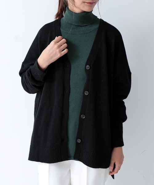 and it_（アンドイット）の「ウールミックスニットワイドカーディガン（カーディガン/ボレロ・レディース・アイボリー/ブラック/ダークグリーン・M-L）」の12枚目の写真