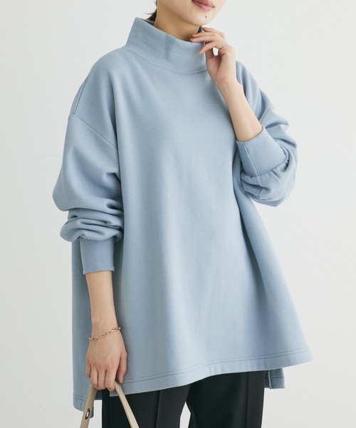 Green　Parks（グリーンパークス）の「Brushed　タートル裏起毛チュニック（チュニック・レディース・サックスブルー/ホワイト系その他2/ピンク/グレー/グレイッシュベージュ・FREE）」の4枚目の写真