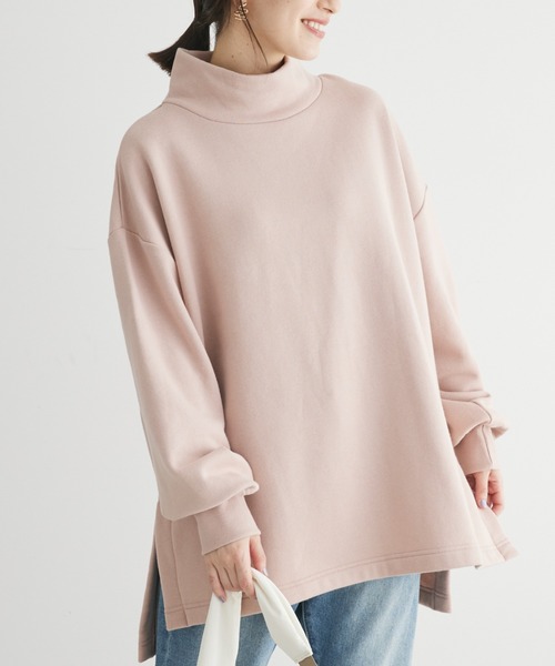 Green　Parks（グリーンパークス）の「Brushed　タートル裏起毛チュニック（チュニック・レディース・サックスブルー/ホワイト系その他2/ピンク/グレー/グレイッシュベージュ・FREE）」の5枚目の写真