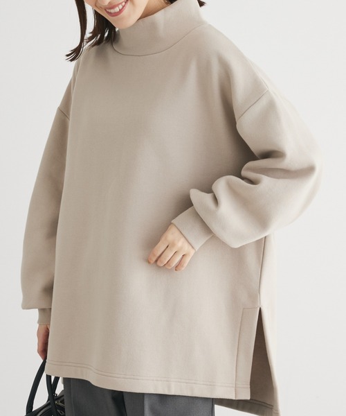 Green　Parks（グリーンパークス）の「Brushed　タートル裏起毛チュニック（チュニック・レディース・サックスブルー/ホワイト系その他2/ピンク/グレー/グレイッシュベージュ・FREE）」の3枚目の写真