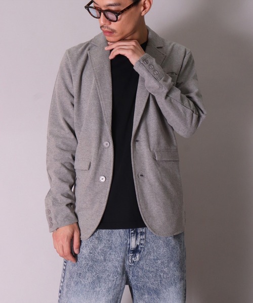 BAYBLO（ベイブロ）の「(DV)【ストレッチ】ブラッシュド スウェット テーラードジャケット（テーラードジャケット・メンズ・ブラック/オリーブ/チャコールグレー/杢グレー・MEDIUM/LARGE）」の3枚目の写真