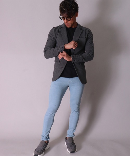 BAYBLO（ベイブロ）の「(DV)【ストレッチ】ブラッシュド スウェット テーラードジャケット（テーラードジャケット・メンズ・ブラック/オリーブ/チャコールグレー/杢グレー・MEDIUM/LARGE）」の8枚目の写真