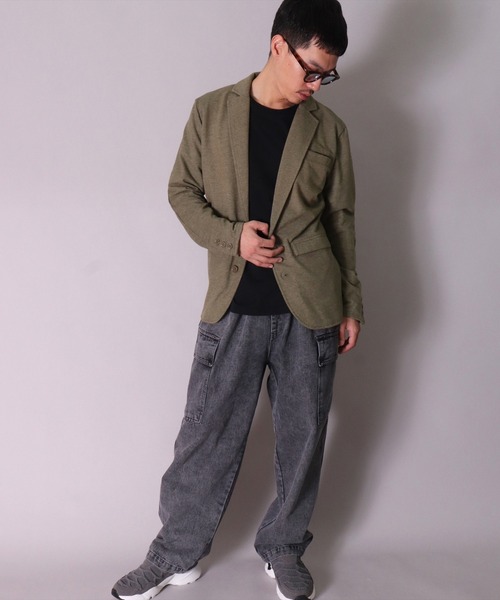 BAYBLO（ベイブロ）の「(DV)【ストレッチ】ブラッシュド スウェット テーラードジャケット（テーラードジャケット・メンズ・ブラック/オリーブ/チャコールグレー/杢グレー・MEDIUM/LARGE）」の10枚目の写真