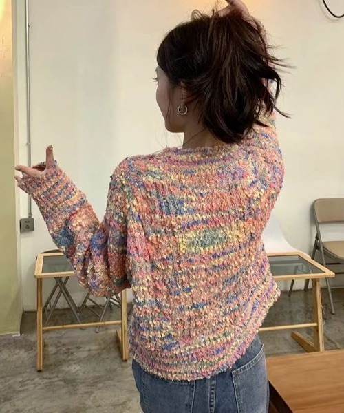 Achic(アシック)の「ミックスカラーニットカーディガンカラフル(カーディガン/ボレロ・レディース・ピンク/グリーン・M)」の21枚目の写真